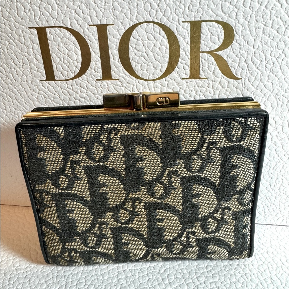 Dior Black and Gold Monogram Wallet